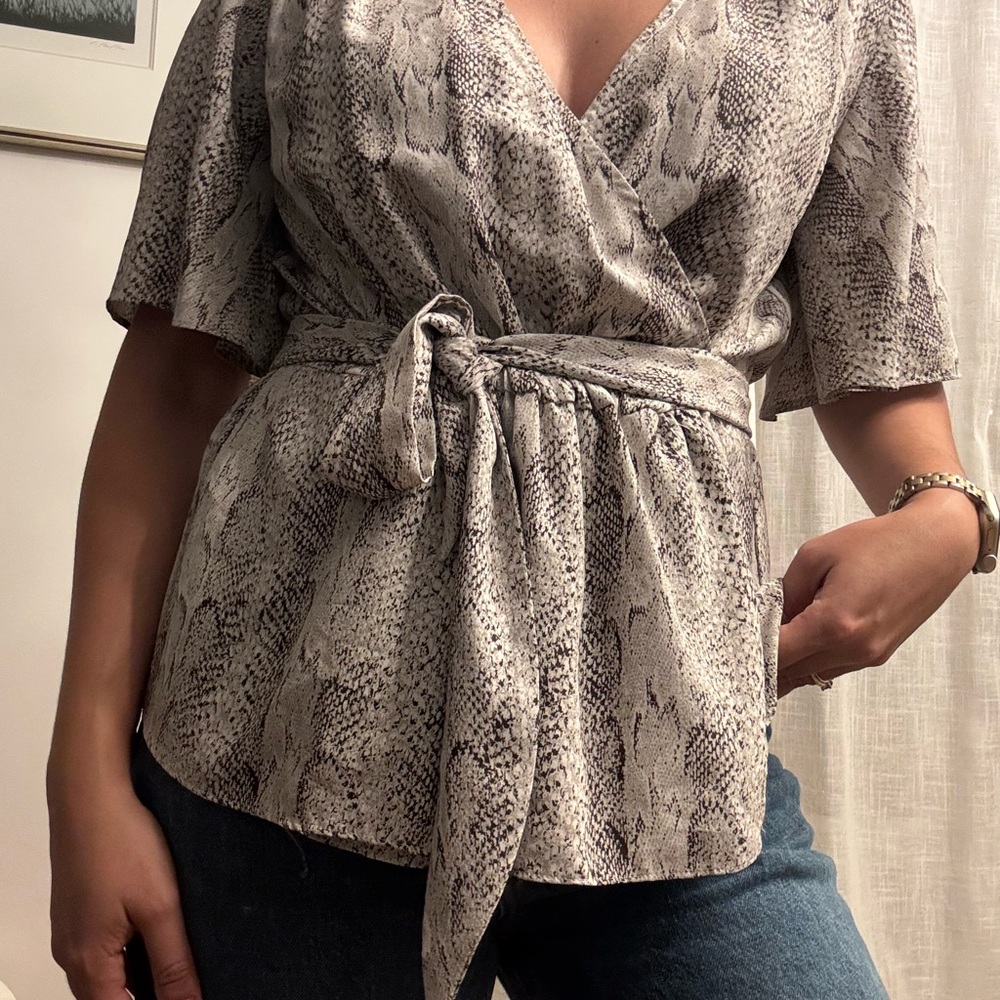 Mango Monochrome Snakeskin Blouse